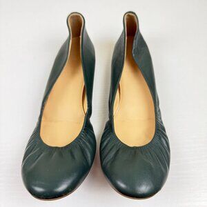 J. Crew Cece Forest Green Genuine Italian Leather Ballet Flats Made in Italy